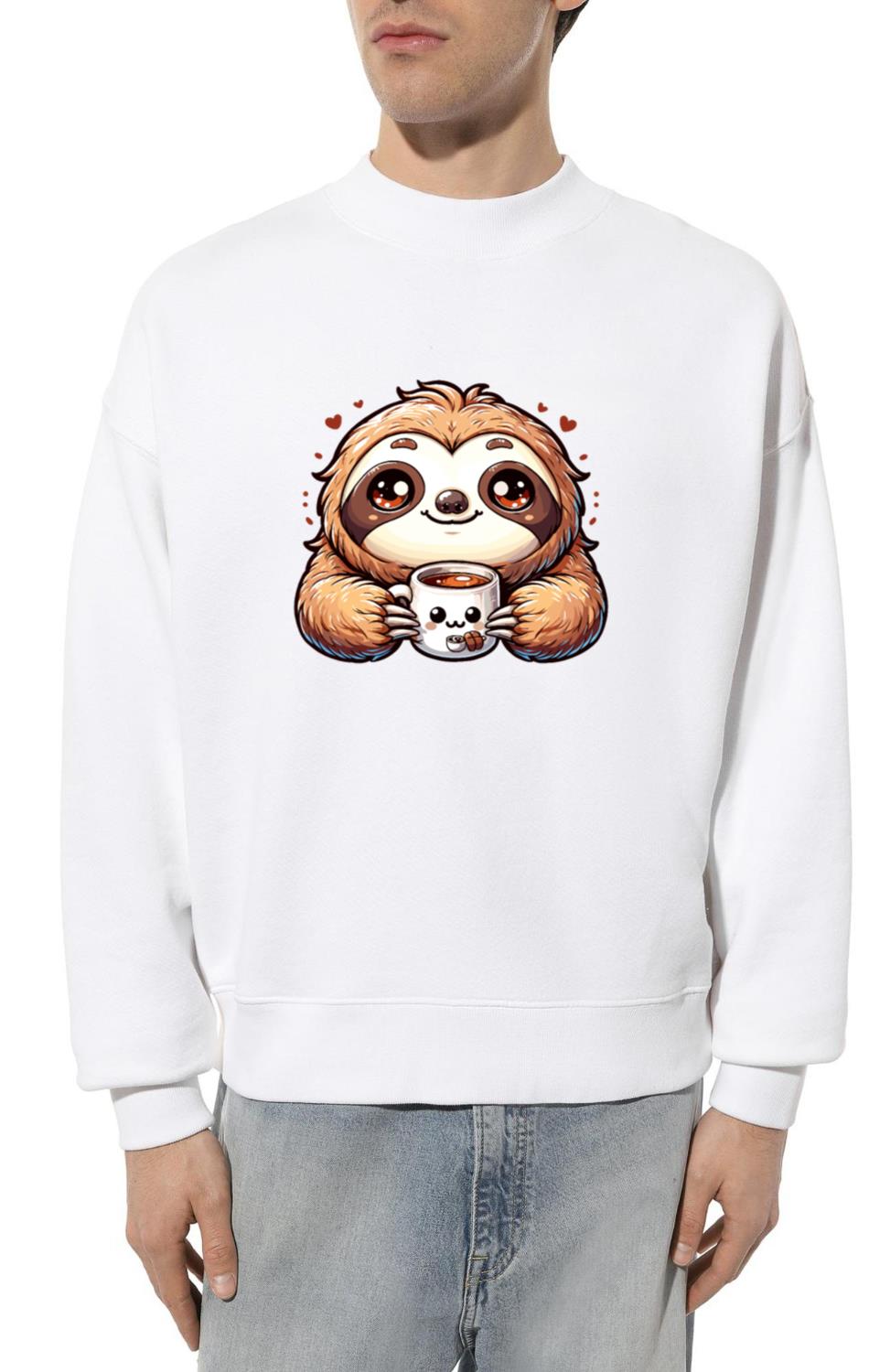 Sloffee - Sloth & Coffee Cozy Kawaii Sloth_1 - Unisex Sweatshirt