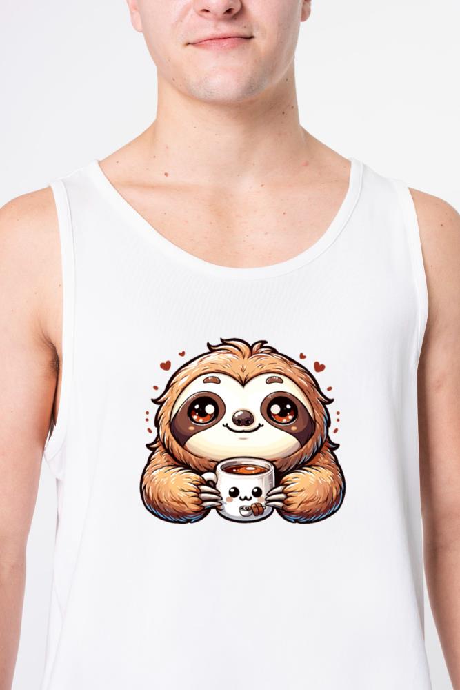 Sloffee - Sloth & Coffee Cozy Kawaii Sloth_1 - Unisex Tank Top