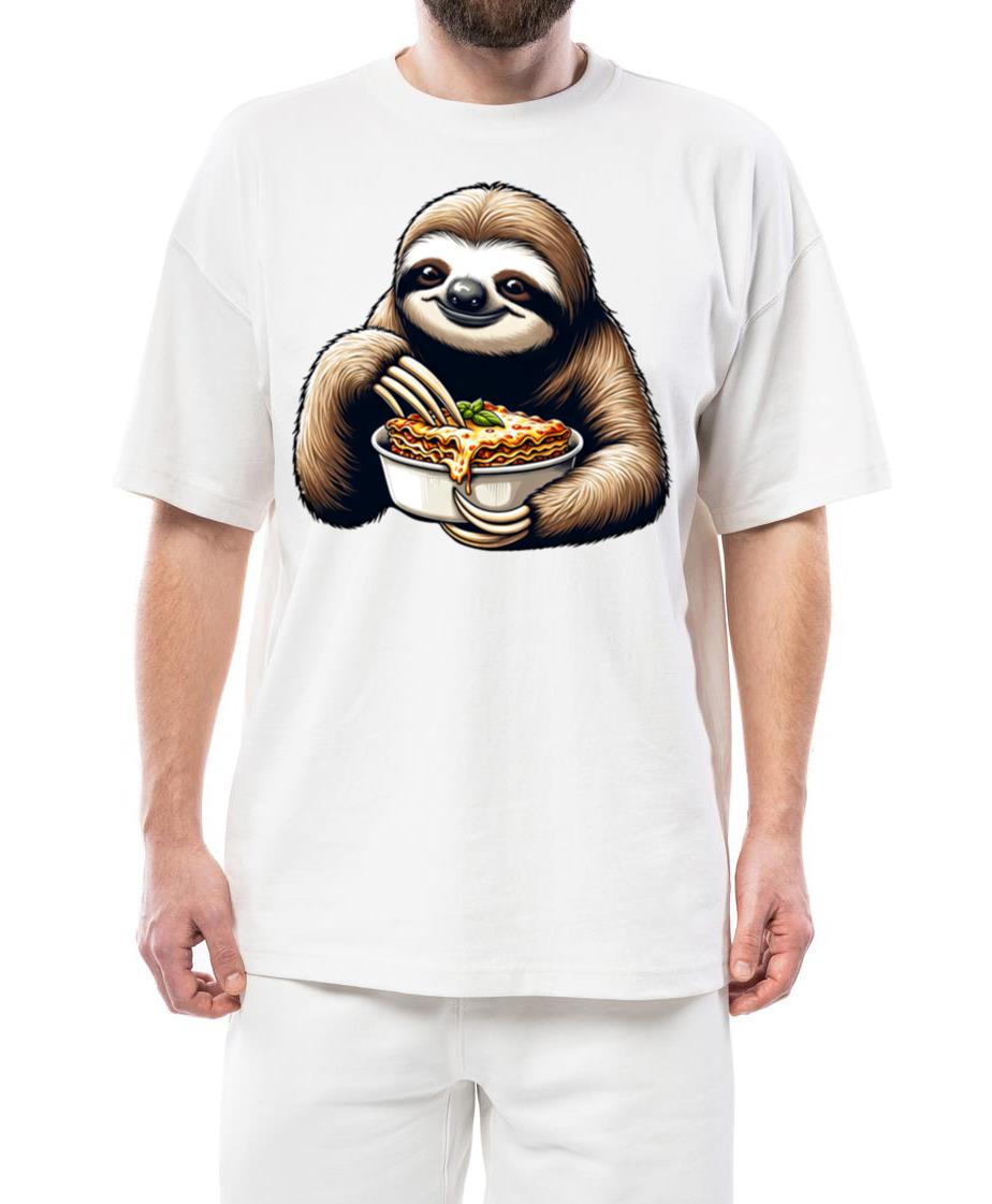 Sloth & Lasagna_ Cartoon Fun - Unisex Standard T-Shirt