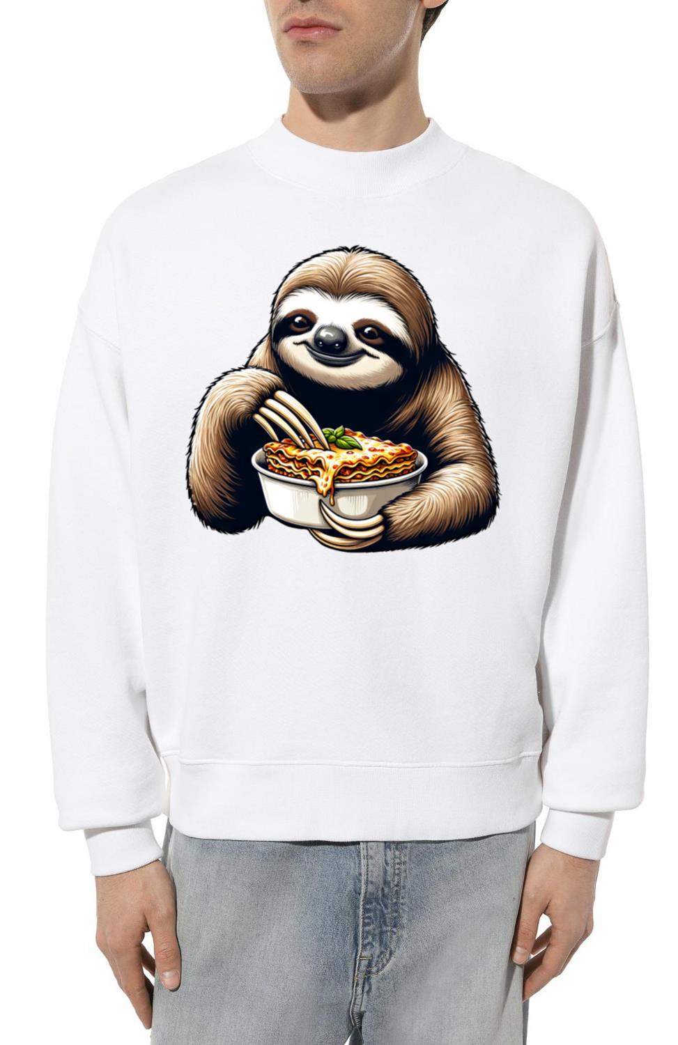 Sloth & Lasagna_ Cartoon Fun - Unisex Sweatshirt