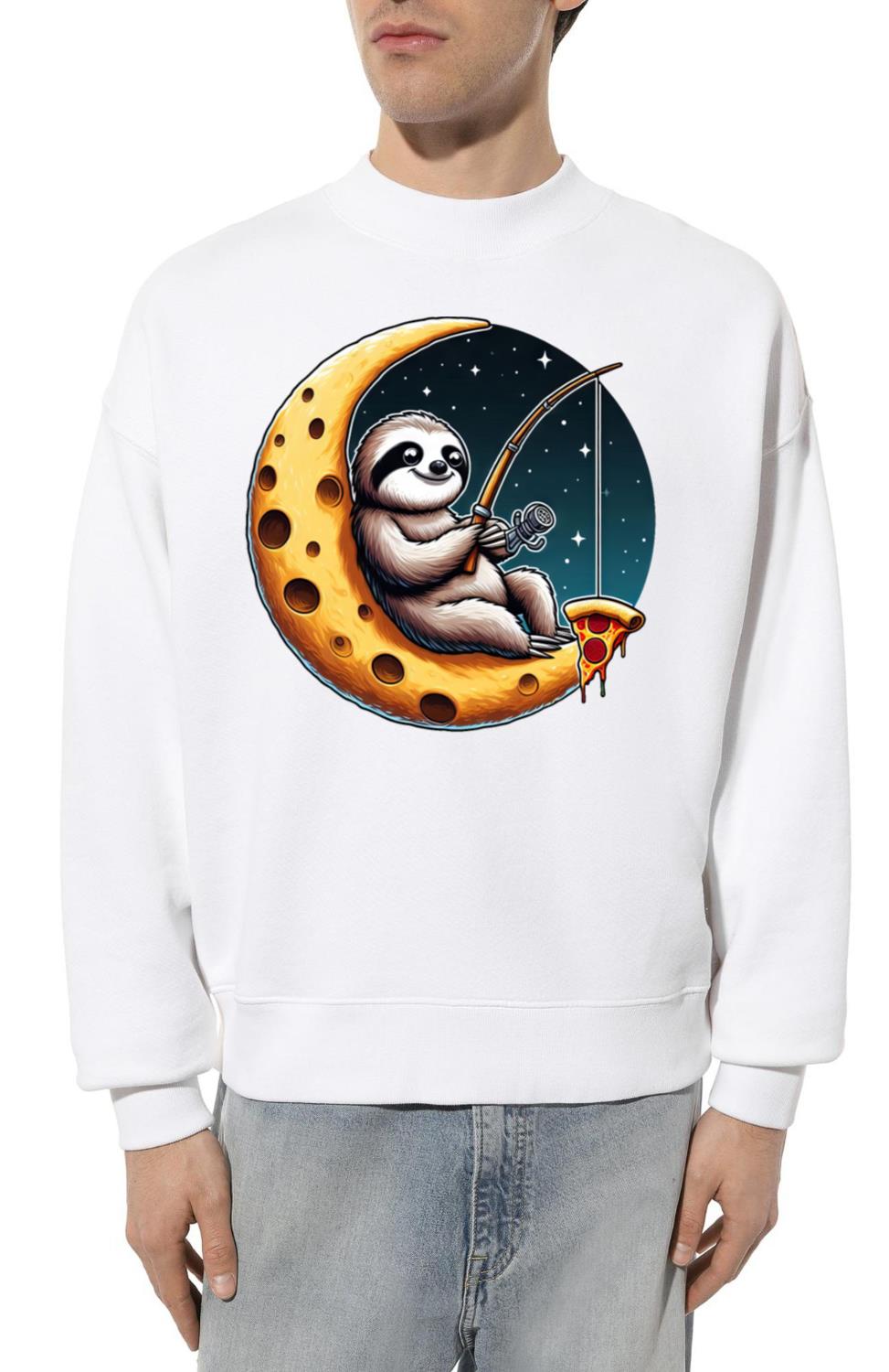 Sloth angler moon pizza space outer space fishing - Unisex Sweatshirt