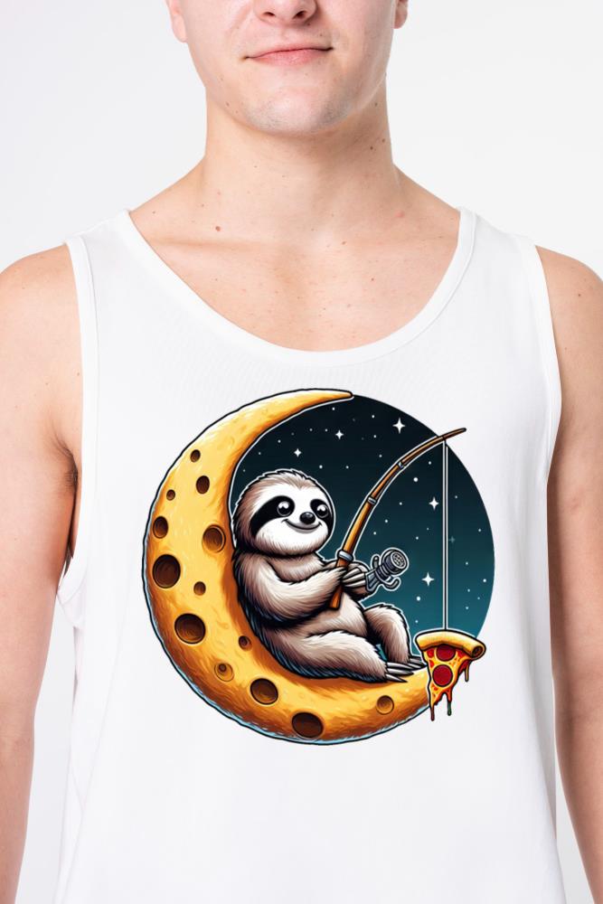 Sloth angler moon pizza space outer space fishing - Unisex Tank Top