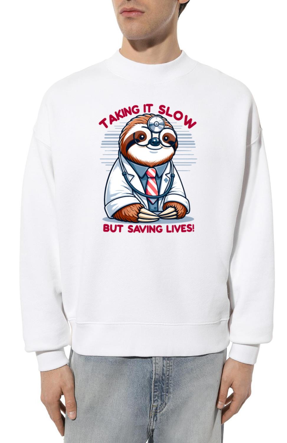 Sloth as a Doctor with Medical Humor - Unisex Sweatshirt