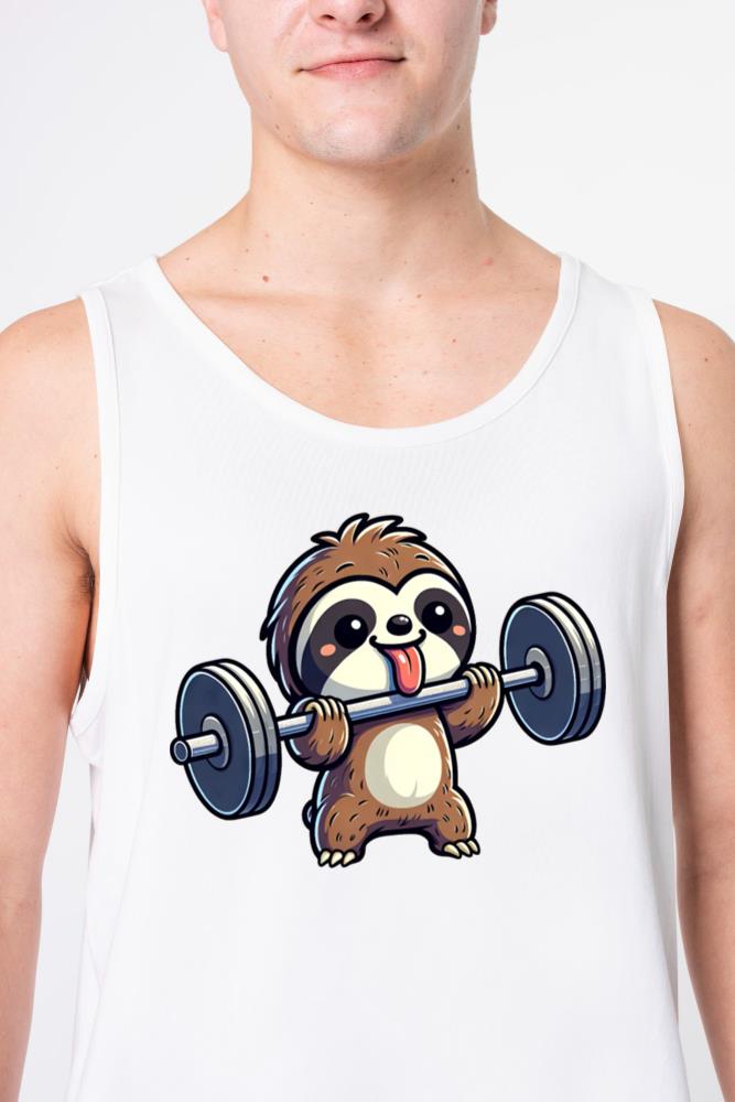Sloth at Strength Training_ Dumbbells & Bench - Unisex Tank Top