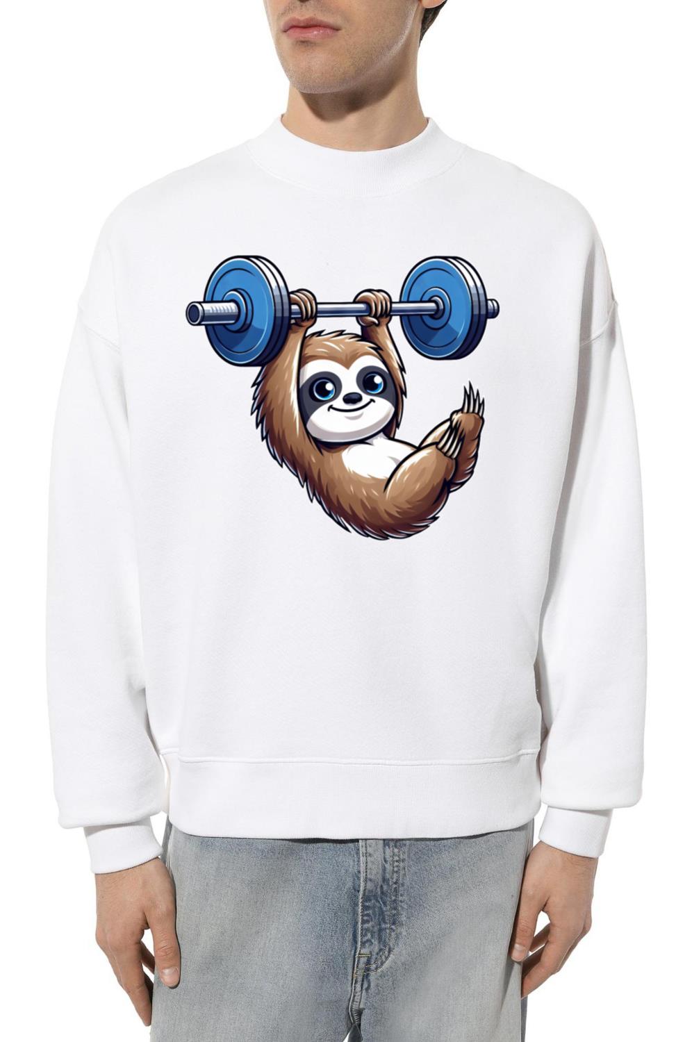Sloth barbell pull-up funny workout - Unisex Sweatshirt