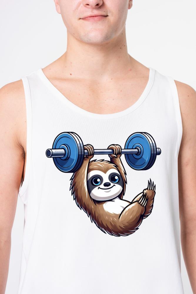 Sloth barbell pull-up funny workout - Unisex Tank Top
