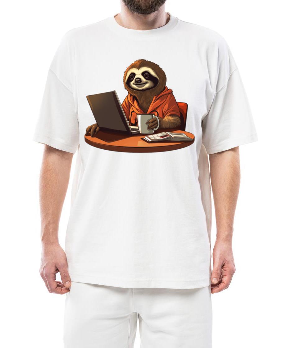 Sloth CEO - Relaxed Chief with Coffee and Laptop - Unisex Standard T-Shirt