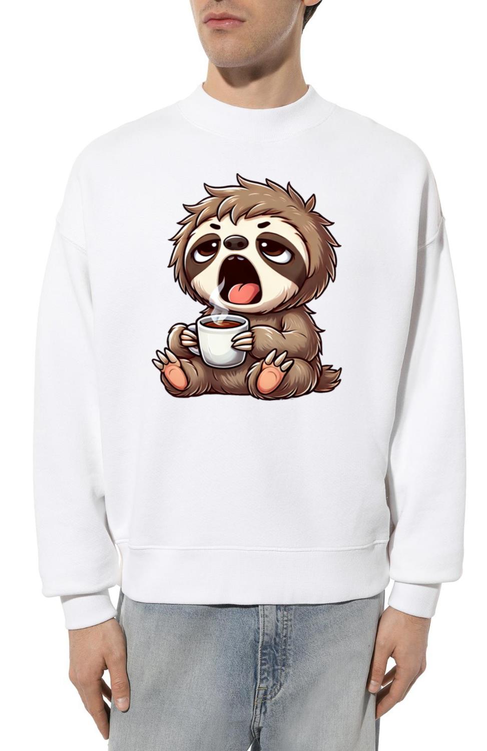 Sloth coffee yawning sleepy morning grouch early - Unisex Sweatshirt