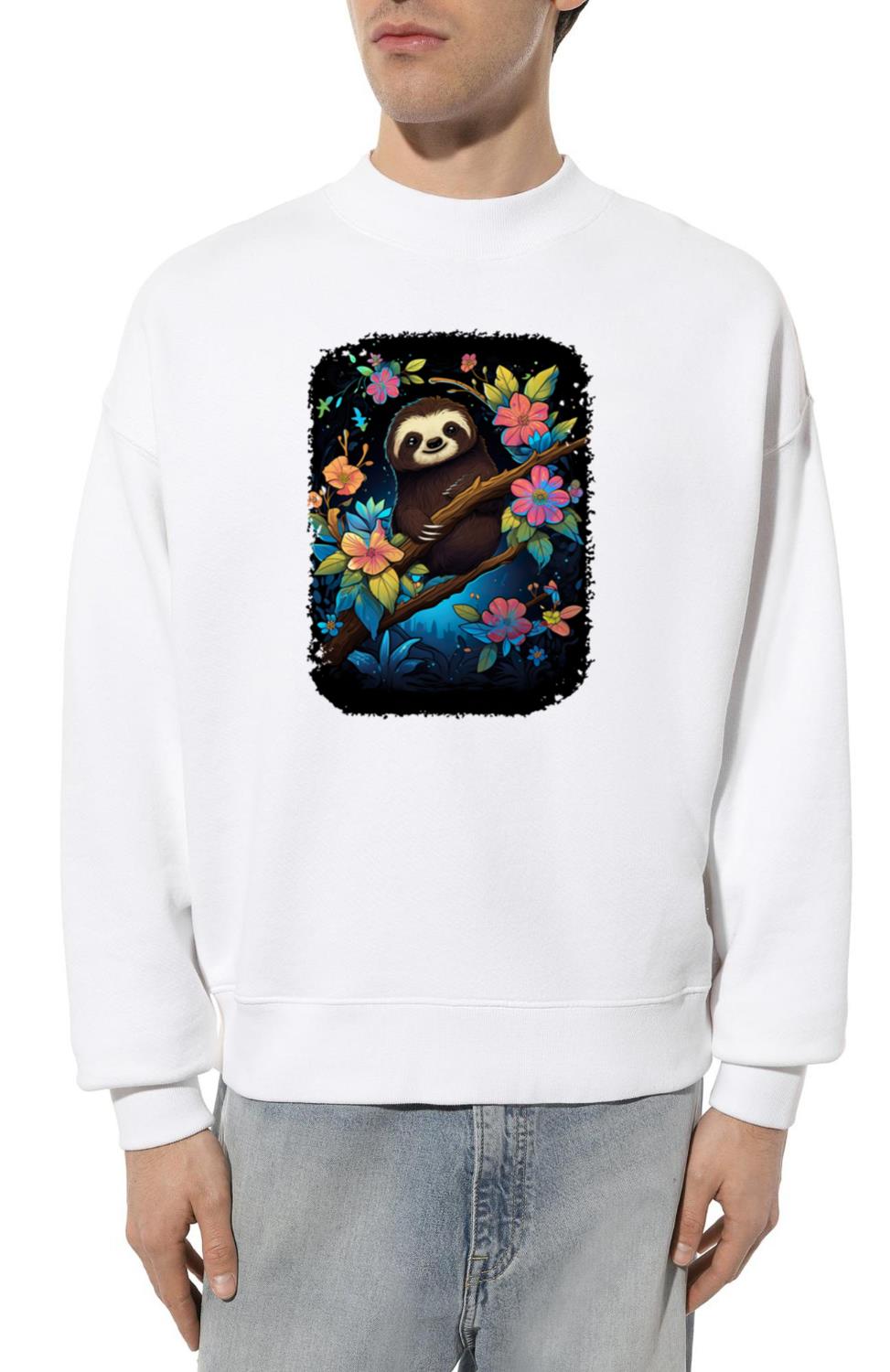 Sloth Cute Animal Floral Night Sky - Unisex Sweatshirt