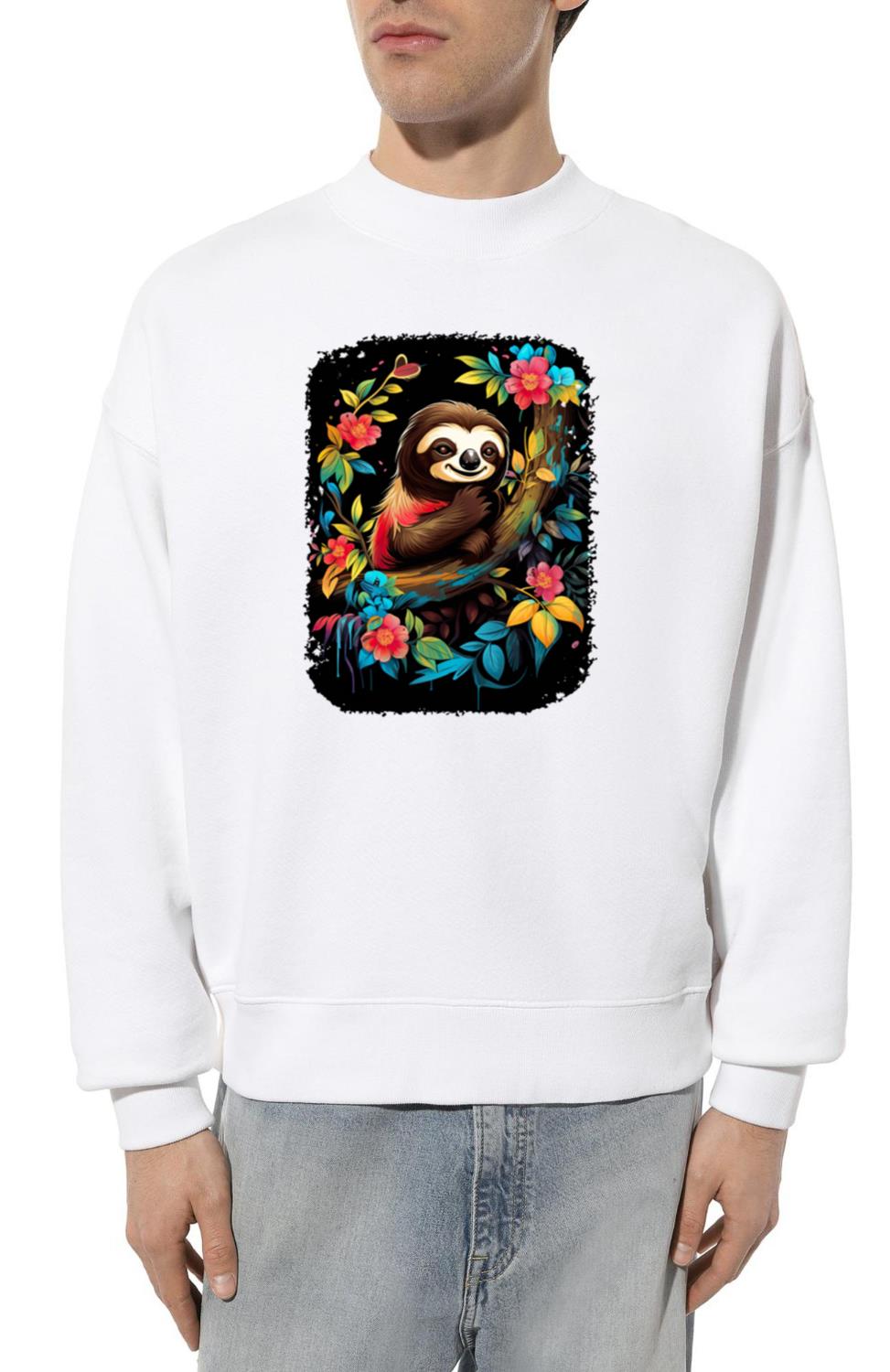 Sloth Cute Animal Floral Night Sky_2 - Unisex Sweatshirt