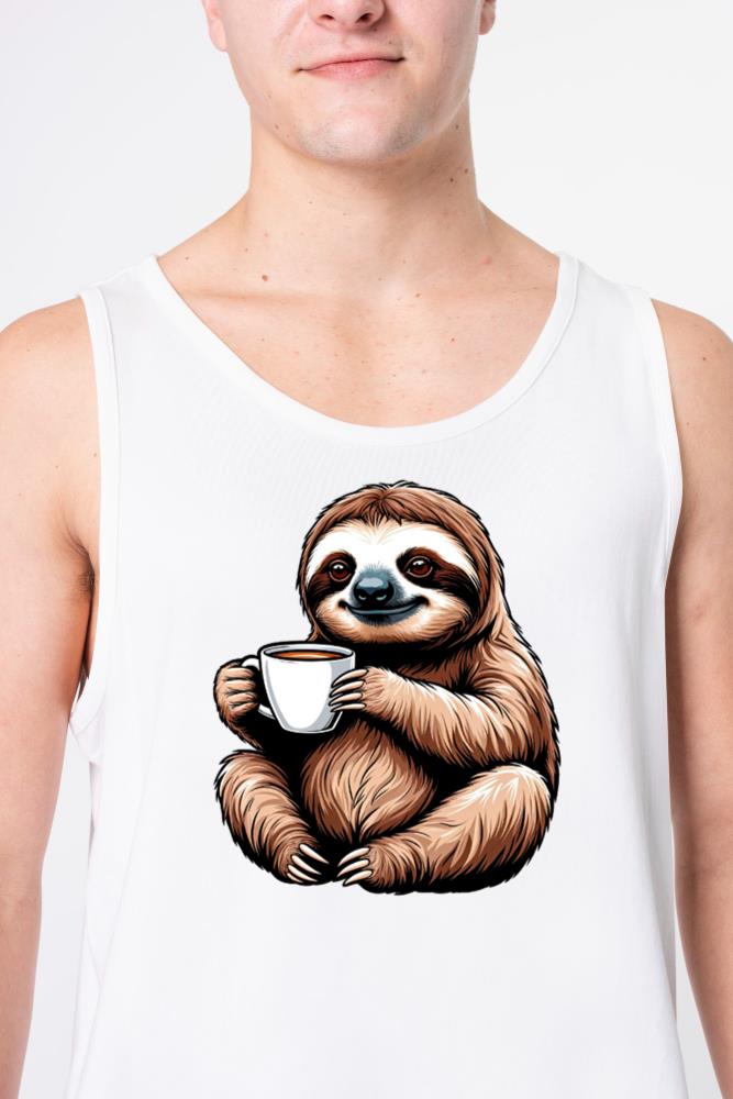 Sloth Drinking Coffee - Unisex Tank Top