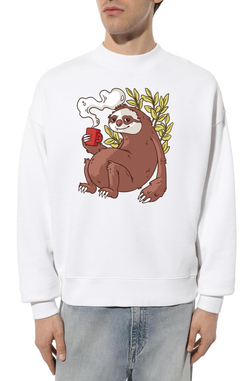 Sloth Drinks Coffee - Unisex Sweatshirt
