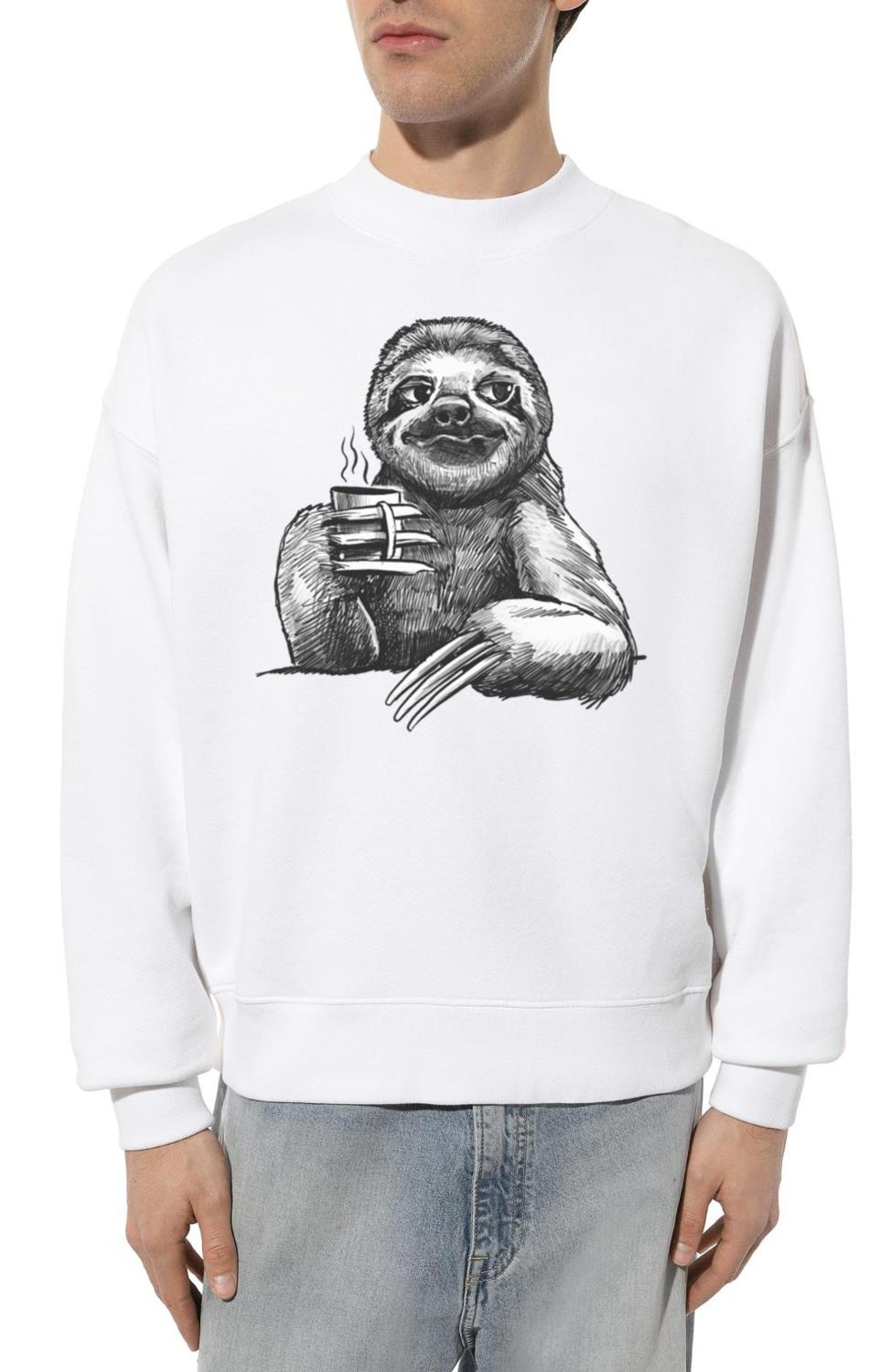 Sloth Drinks Coffee_1 - Unisex Sweatshirt