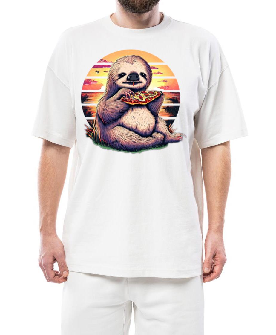 Sloth Eating Pizza Funny Sloth T-Shirt - Unisex Standard T-Shirt