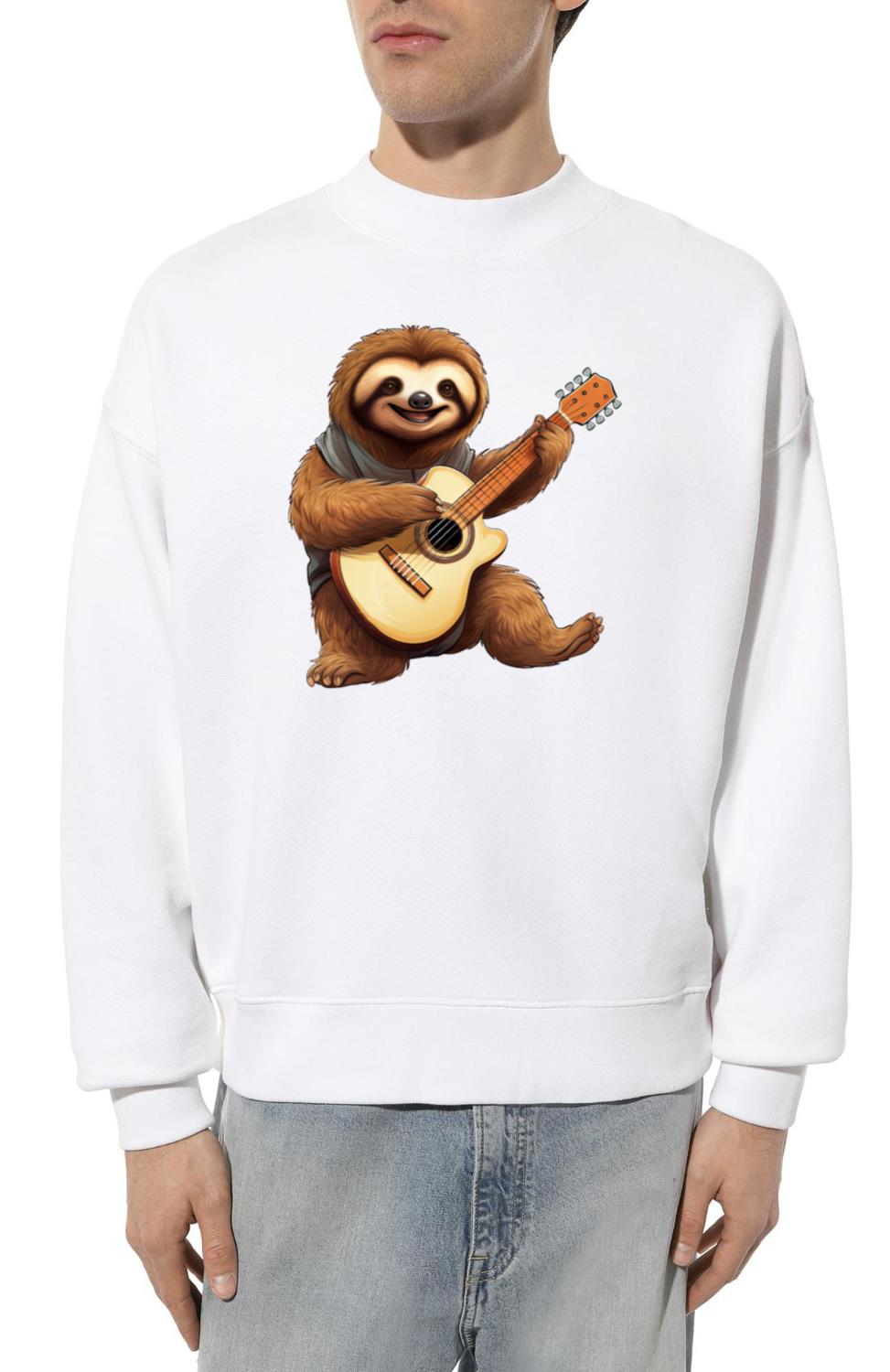Sloth Guitarist with Acoustic - Cool Music Vibe - Unisex Sweatshirt