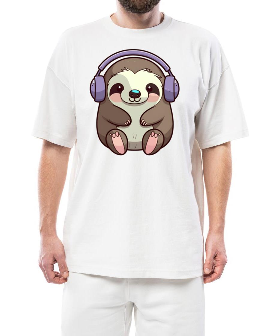 Sloth Headphones Cute Animal - Unisex Standard T-Shirt