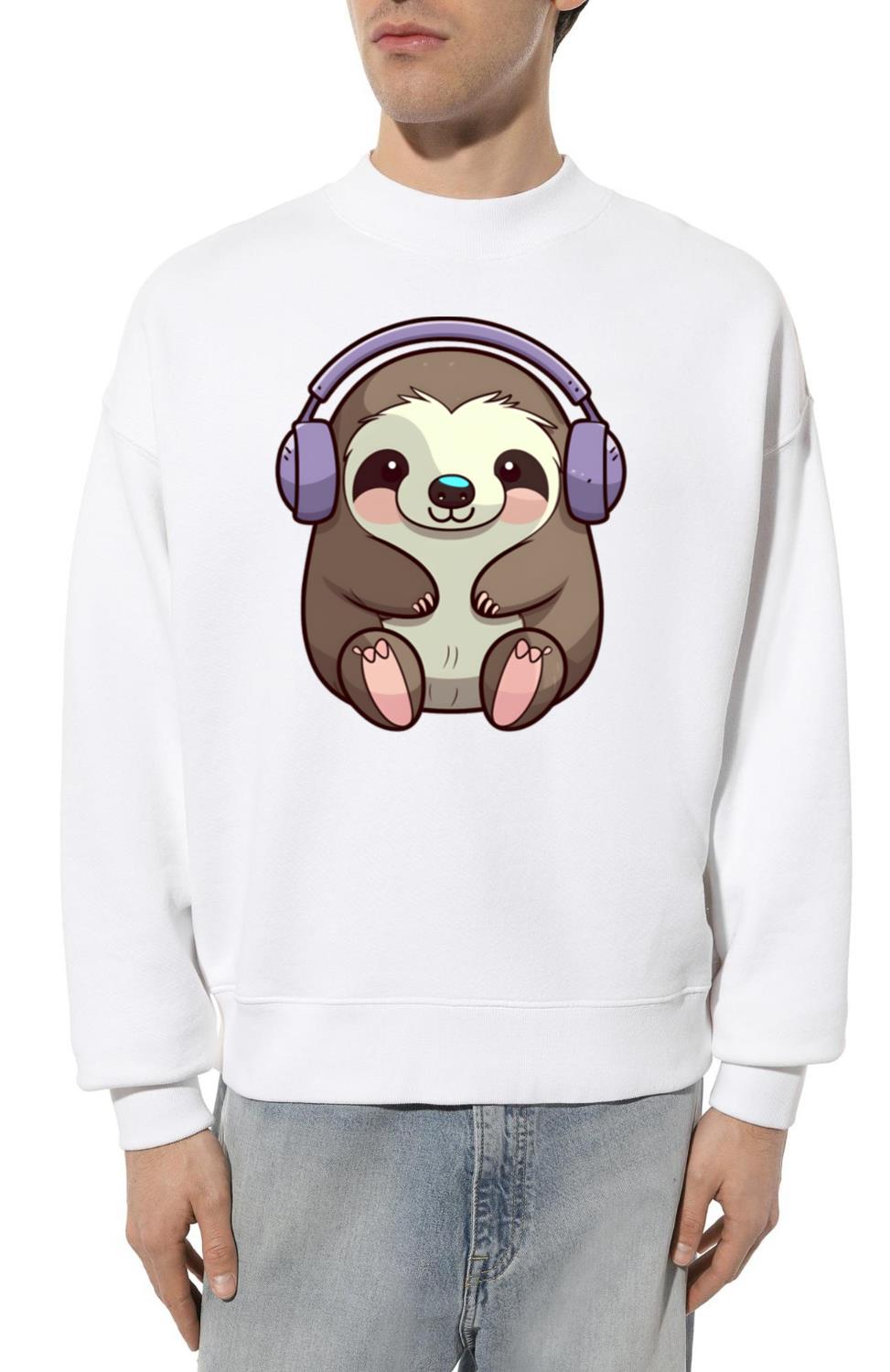 Sloth Headphones Cute Animal - Unisex Sweatshirt