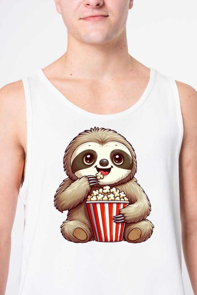 Sloth in Carnival Costume, Cinema Popcorn - Unisex Tank Top