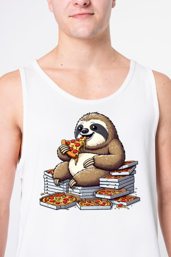 Sloth Indulgence_ Pizza Paradise - Unisex Tank Top