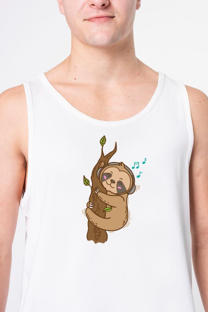 Sloth listening to Music at Tree lazy - Unisex Tank Top