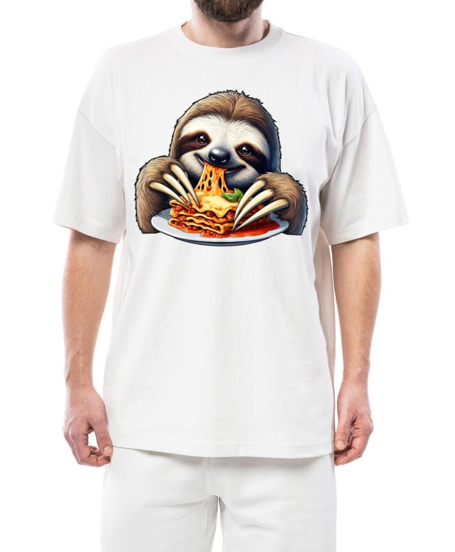 Sloth Loves Lasagna_ Cartoon Delight - Unisex Standard T-Shirt