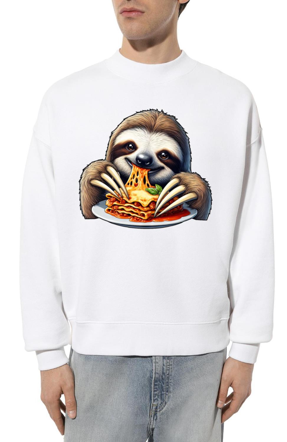 Sloth Loves Lasagna_ Cartoon Delight - Unisex Sweatshirt