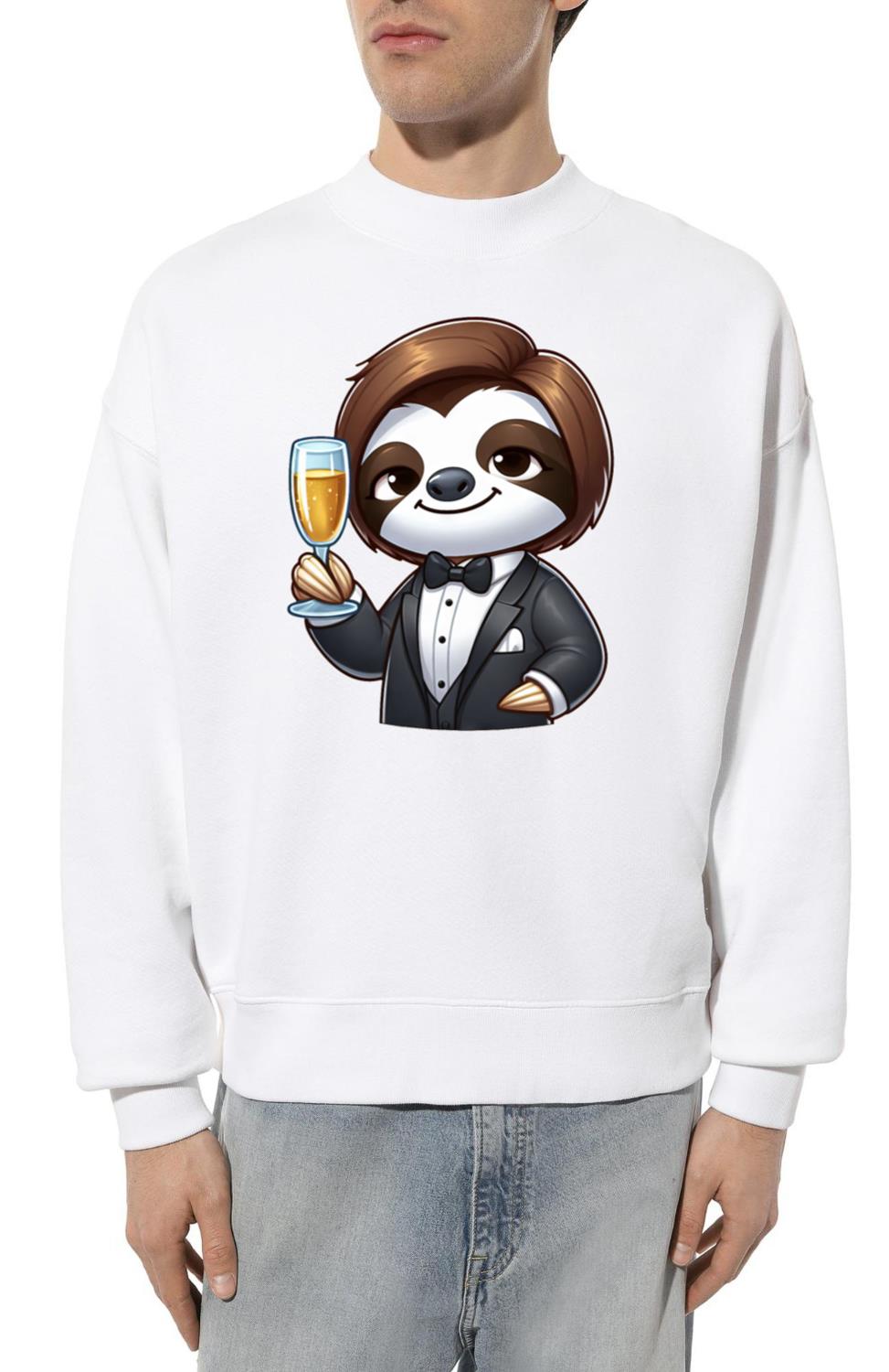 Sloth Party Suit Champagne New Year Celebration - Unisex Sweatshirt