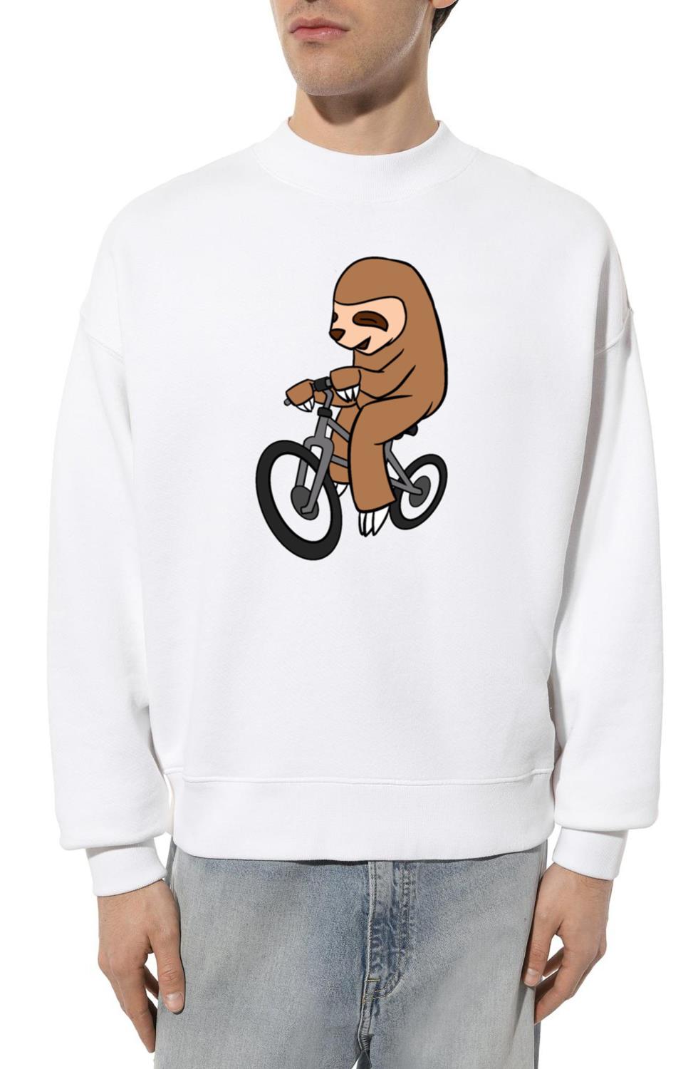 Sloth Riding Bicycle T-Shirt Funny Mammal Cyclist - Unisex Sweatshirt