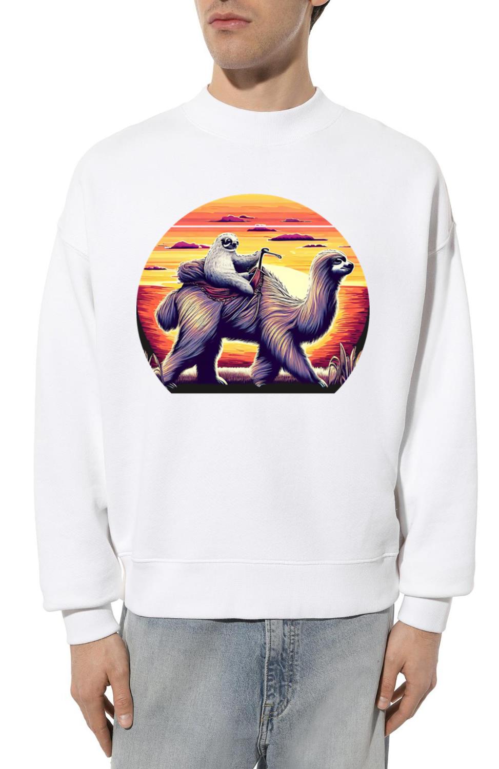 Sloth Riding Llama Funny T-Shirt - Unisex Sweatshirt