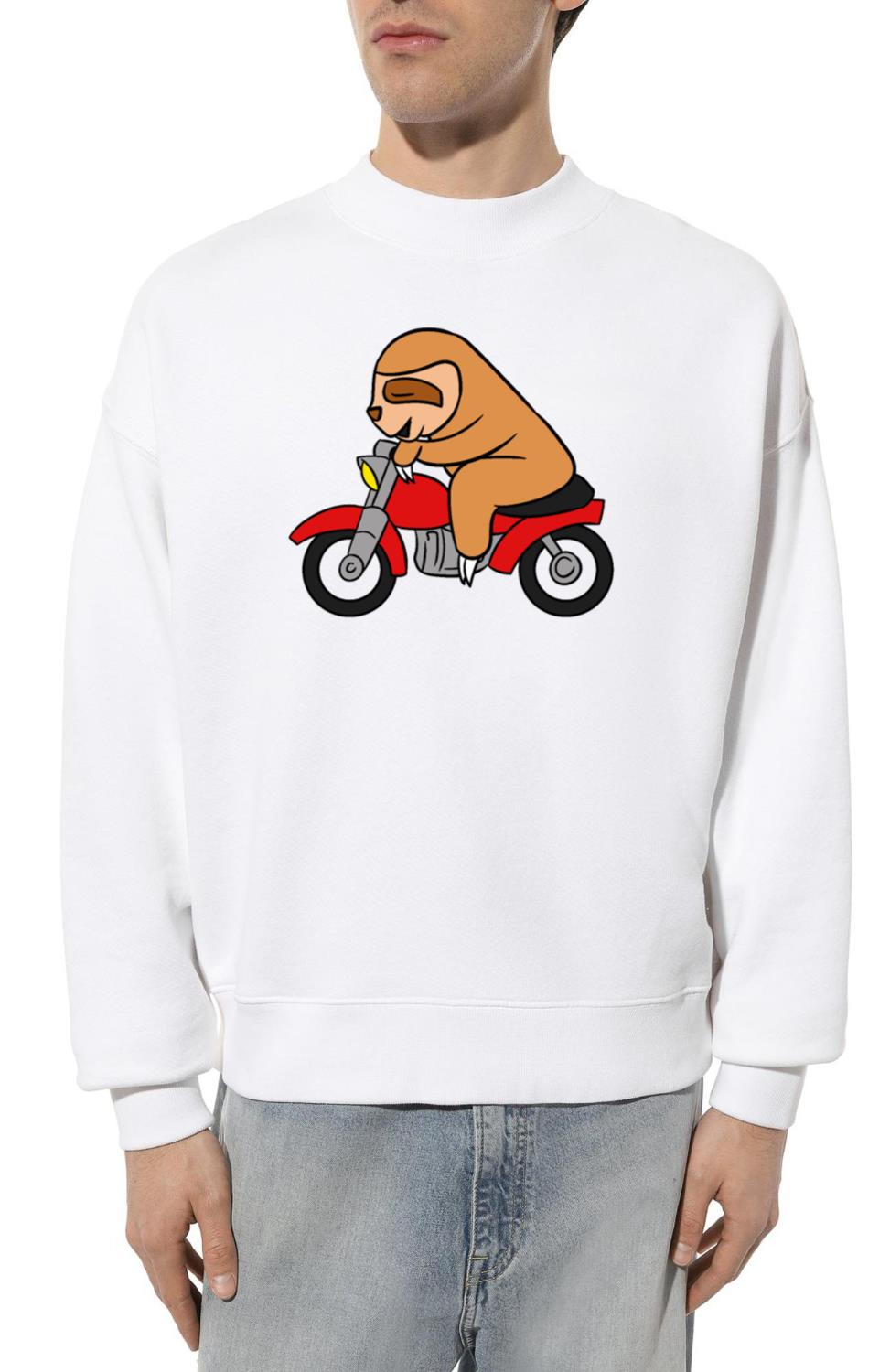 Sloth Riding Motorcycle T-Shirt Funny Animal Pun - Unisex Sweatshirt