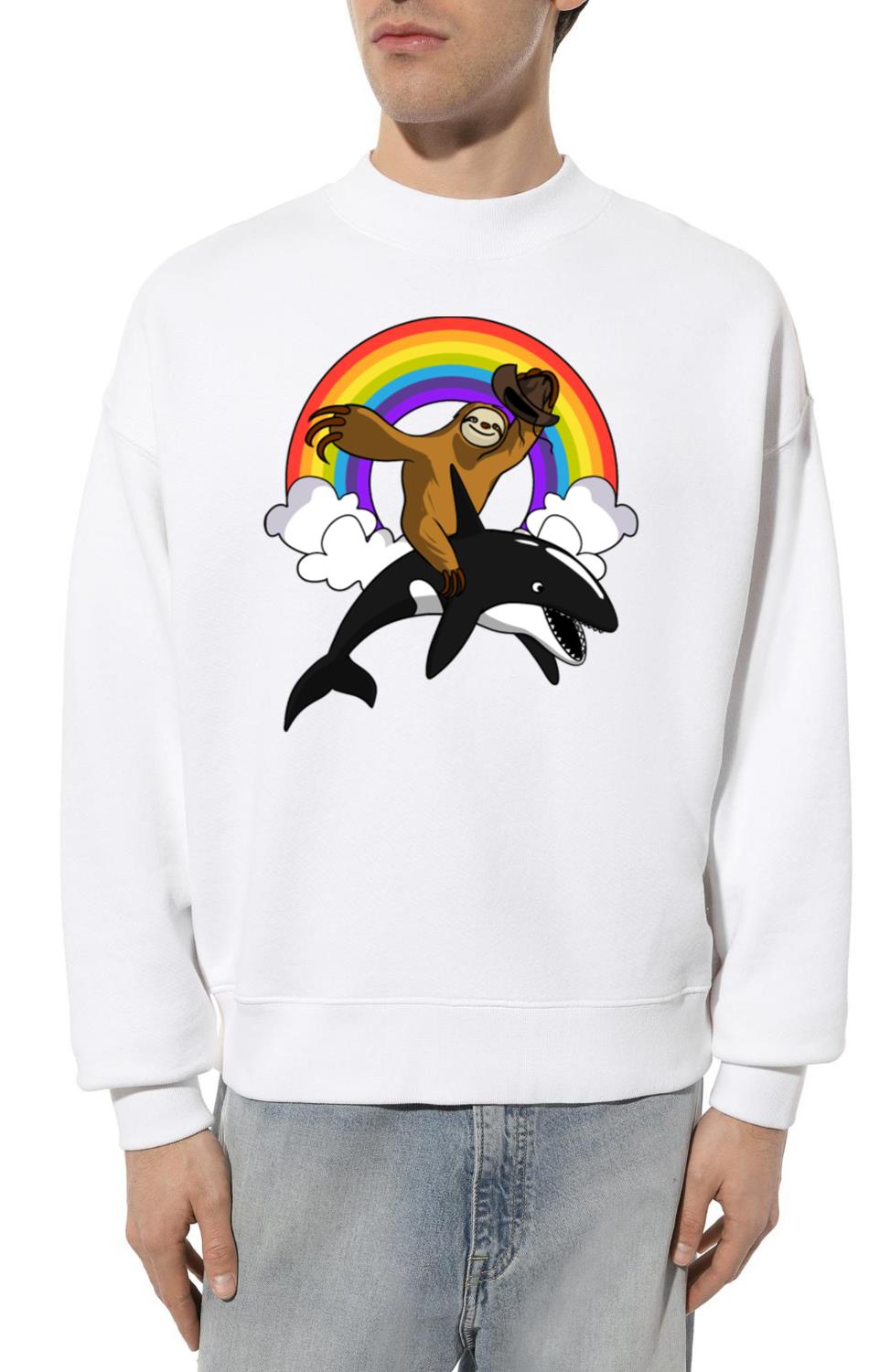 Sloth Riding Orca Whale - Unisex Sweatshirt
