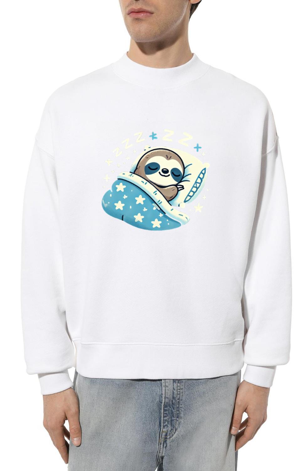 Sloth Sleeping In Bed At Night Time_1 - Unisex Sweatshirt