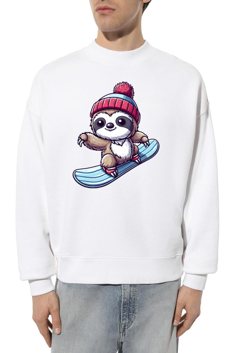 Sloth Snowboarder Winter Sports Vacation Design - Unisex Sweatshirt