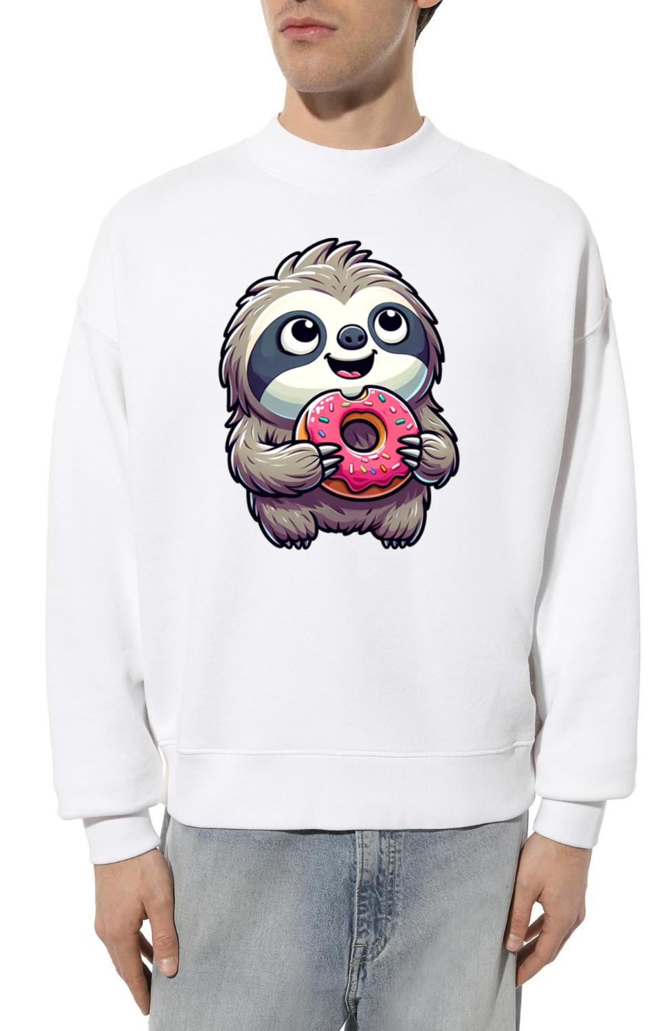 Sloth Sweet Donut Pastry Dessert - Unisex Sweatshirt