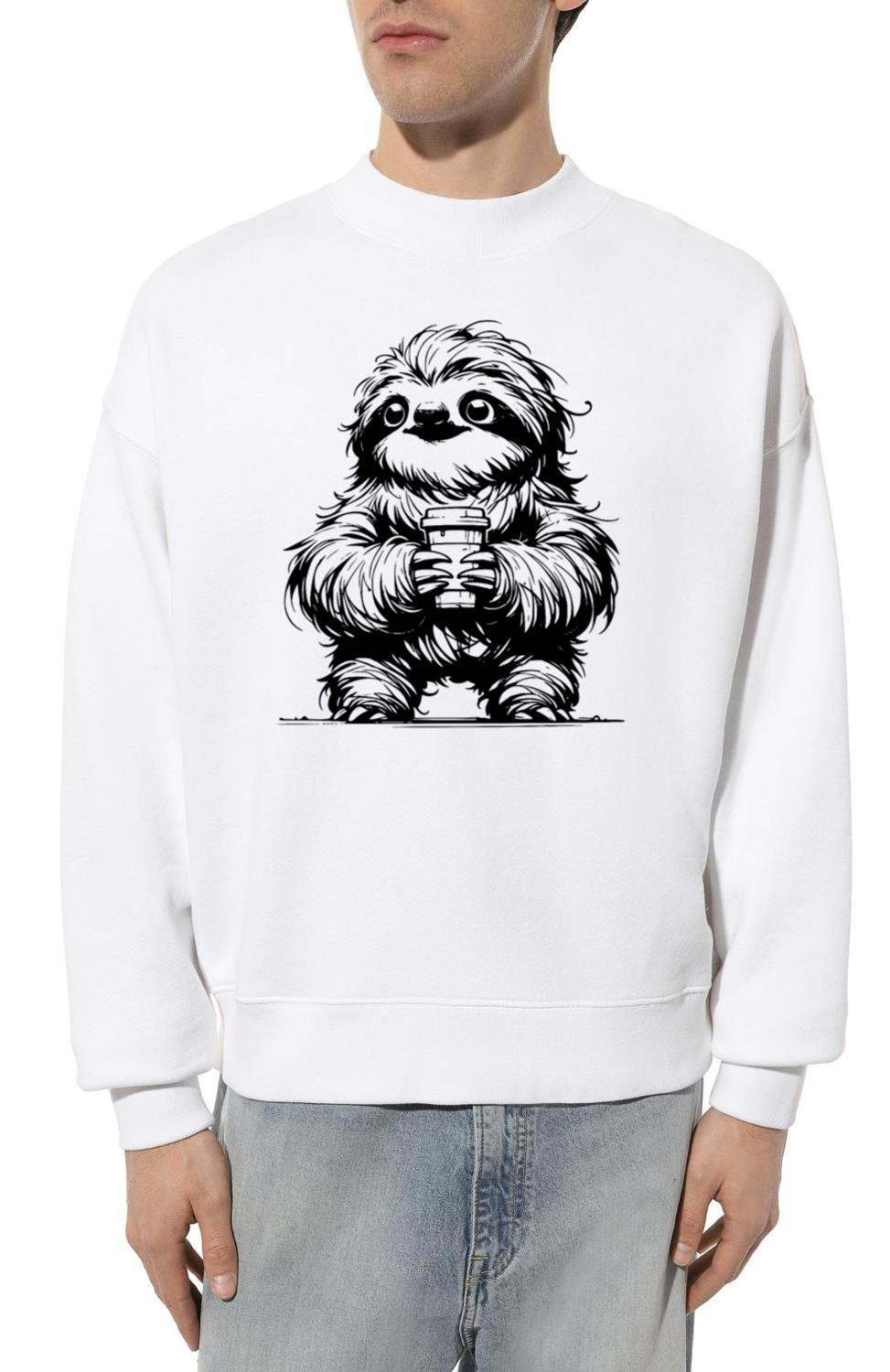 Sloth With Coffee Mug Pencil Drawing - Unisex Sweatshirt