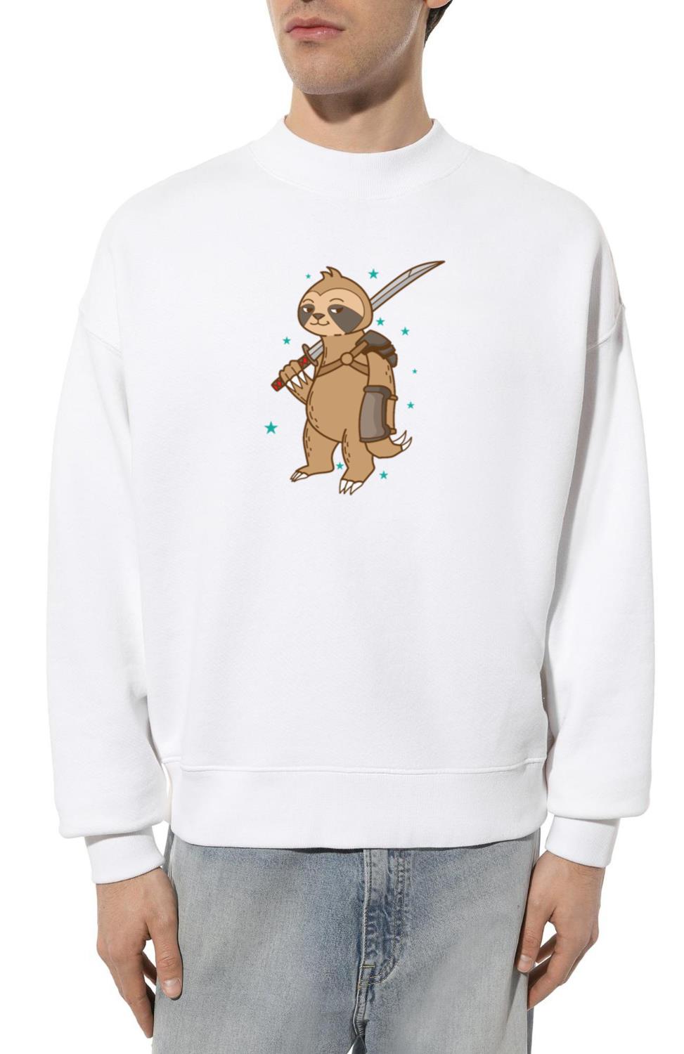 Sloth with Knight Armor and Sword lazy - Unisex Sweatshirt