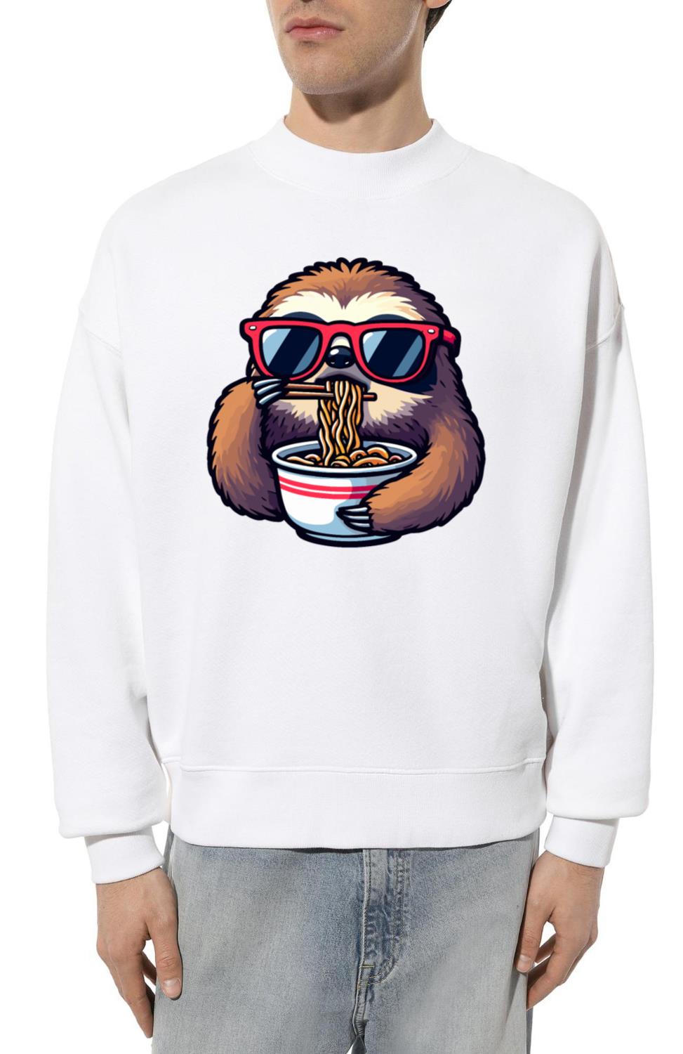 Sloth With Sunglasses Eating Ramen - Unisex Sweatshirt
