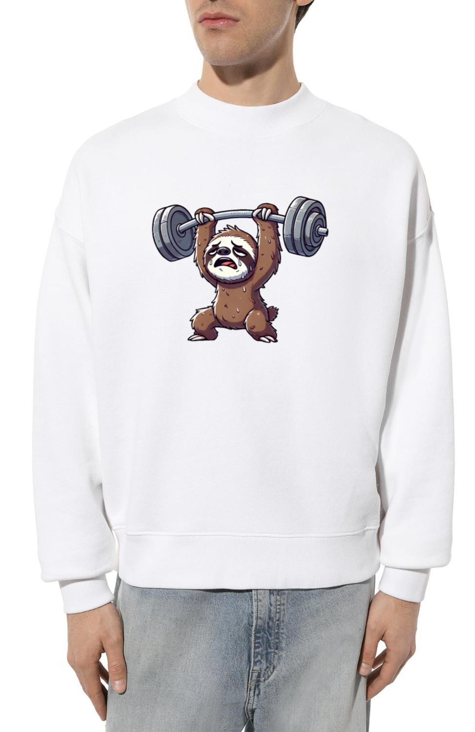 Sloth Workout Barbell Cartoon - Unisex Sweatshirt