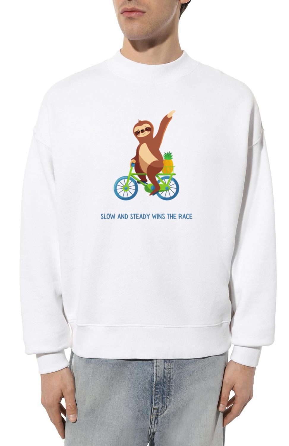 Slow & Steady Wins the Race - Sloth on a bicycle - Unisex Sweatshirt