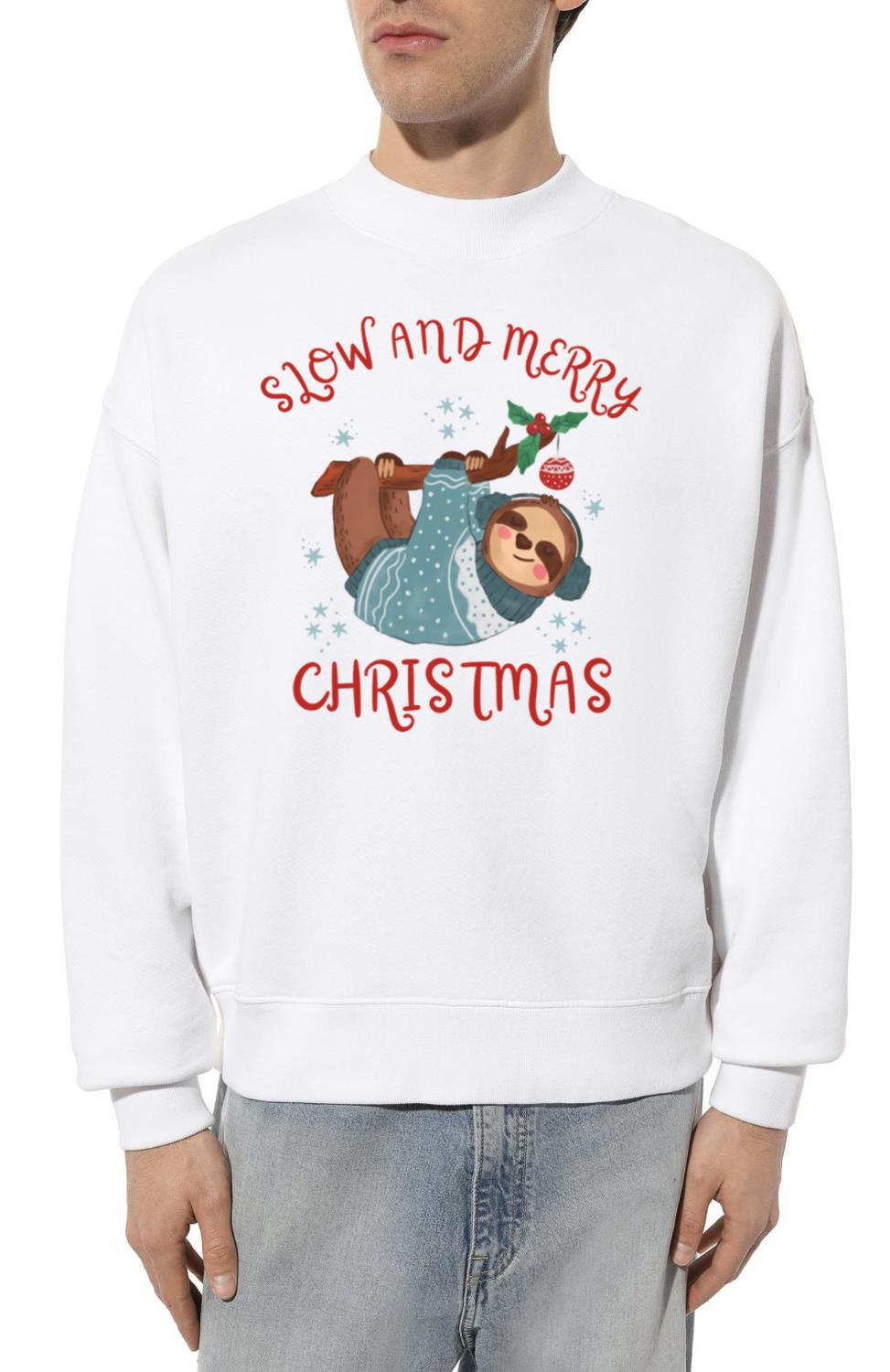 Slow And Merry Christmas Cute Sloth - Unisex Sweatshirt