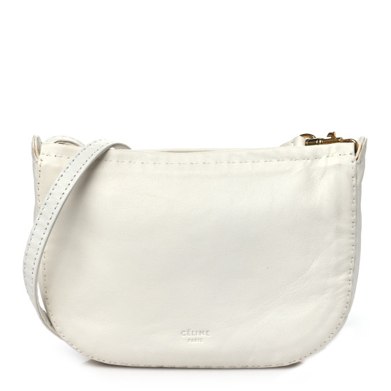 Soft Lambskin Mini Croissant Pouch Crossbody Bag White