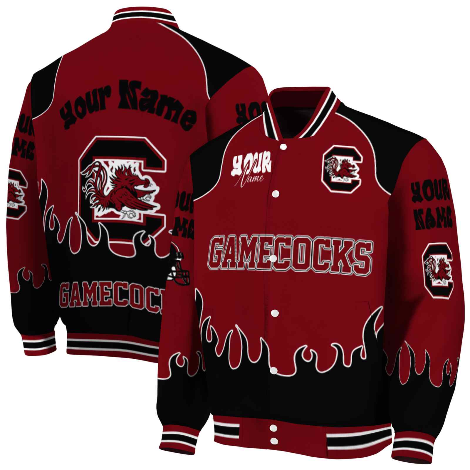 South Carolina Gamecocks NCAA Fire Graphic Garnet Jacket Customized For Football Fans