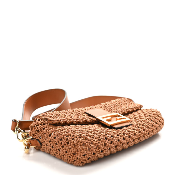 Straw Vitello King Woven Baguette Brandy - Image 4