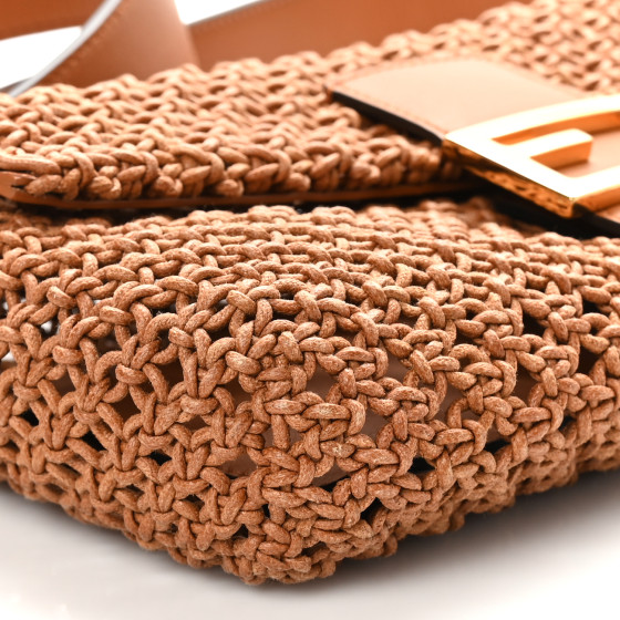 Straw Vitello King Woven Baguette Brandy - Image 9