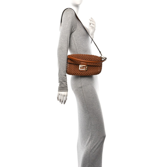 Straw Vitello King Woven Baguette Brandy - Image 2