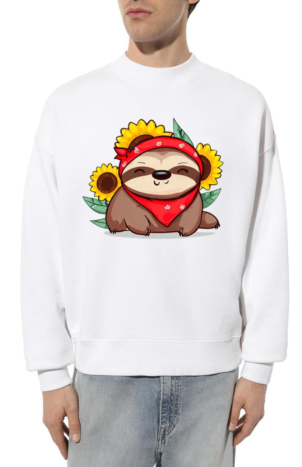 Sunflower sloth with bandana_1 - Unisex Sweatshirt