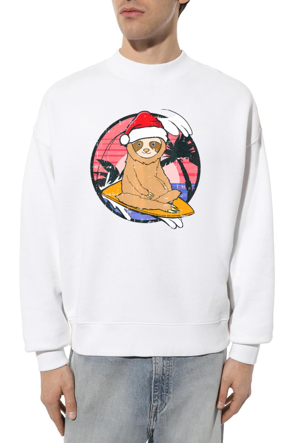 Surfing Sloth Christmas In July Beach Summer - Unisex Sweatshirt