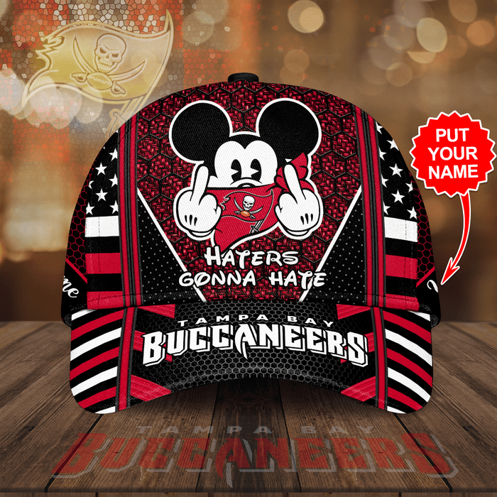 Tampa Bay Buccaneers Mickey Mouse Haters Gonna Hate 3D Classic Baseball Cap Black Red 