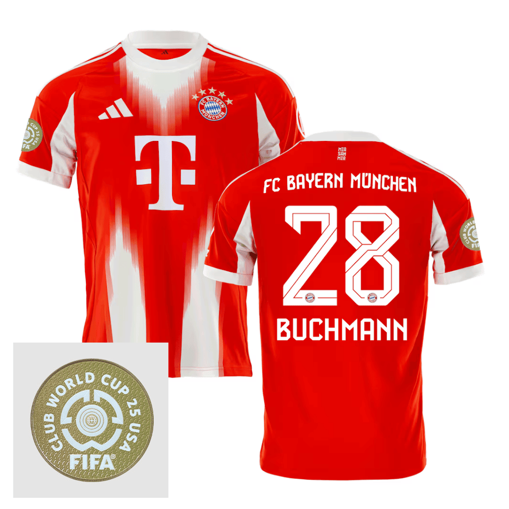 Tarek Buchmann 28 Bayern Munich 2025/26 FIFA Club World Cup 25 USA Patch Home Men Jersey - Red