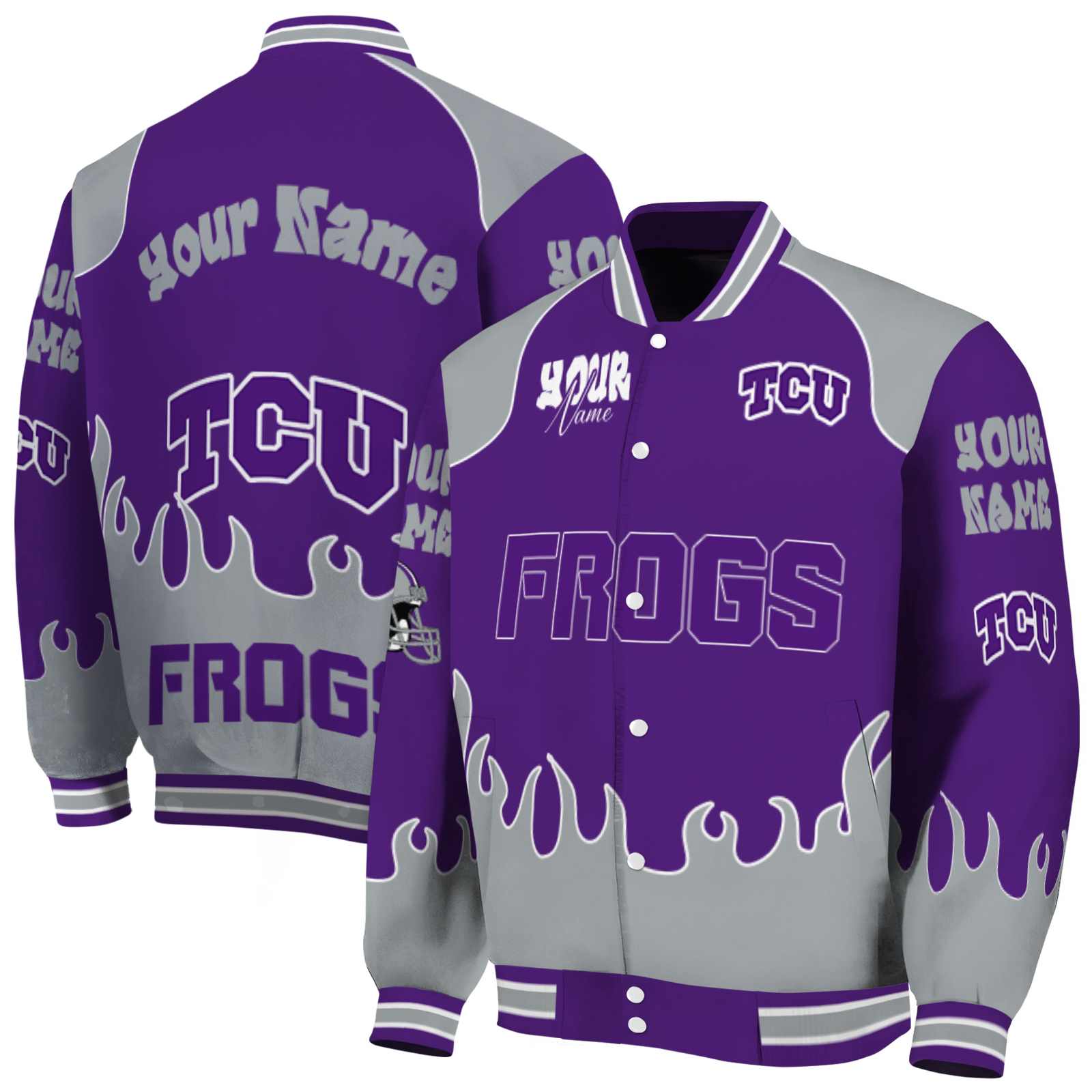 TCU Horned Frogs NCAA Fire Graphic Purple Jacket Customized For Football Fans